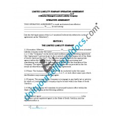 Limited Liability Company Operating Agreement (Member Managed) - South Carolina